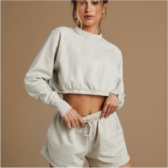 Tan + Lines by Sivan Ayla Valley Elastic Band Cropped Sweatshirt - Picture 1 of 10